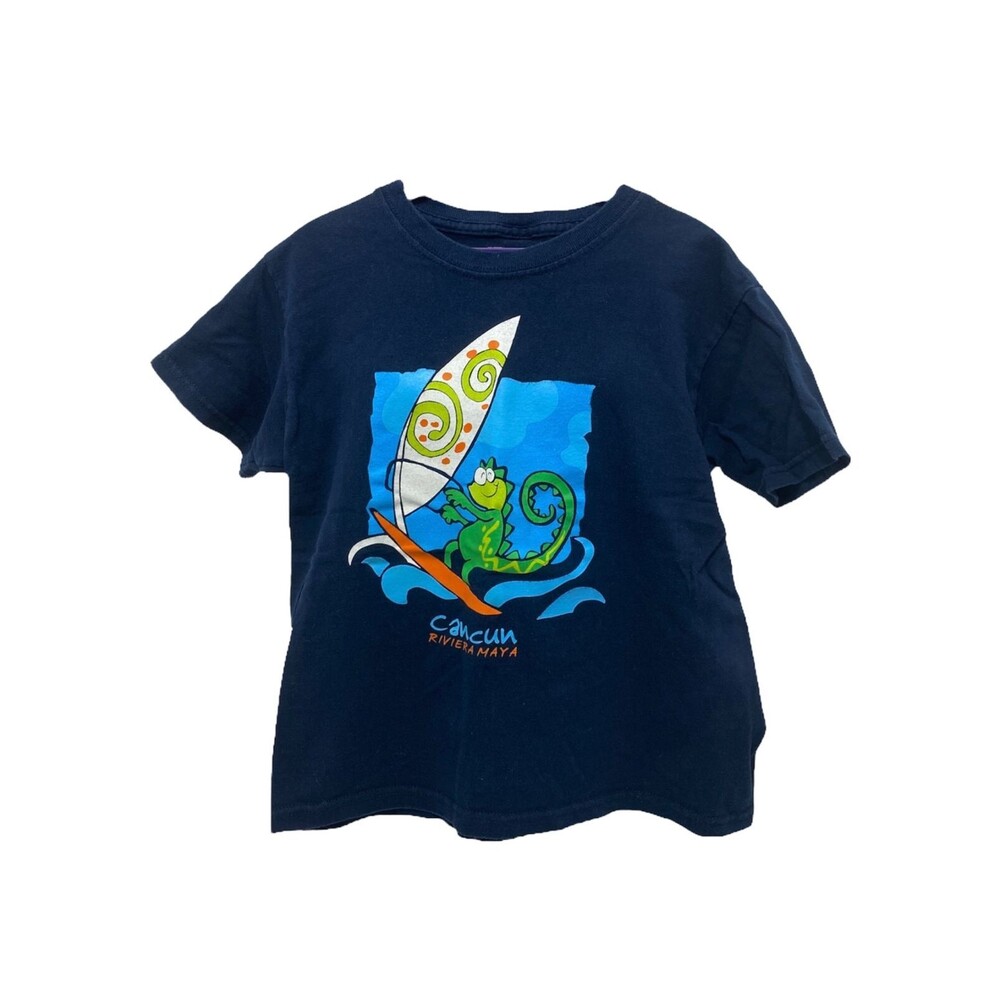 Tropical Relax Cancun Boy's Shirt Blue Short Sleeve Crewneck Size large
